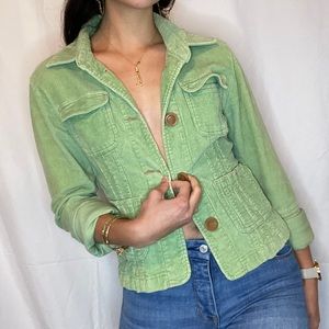 y2k green denim jacket!!
